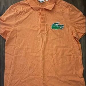 Lacoste Orange Polo with Green Crocodile Emblem
